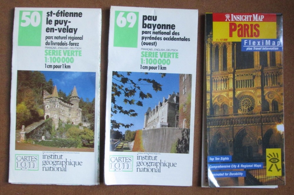 6 x Vintage Folding Road Maps France Michelin Insight Flexi Etc Job Lot Bundle
