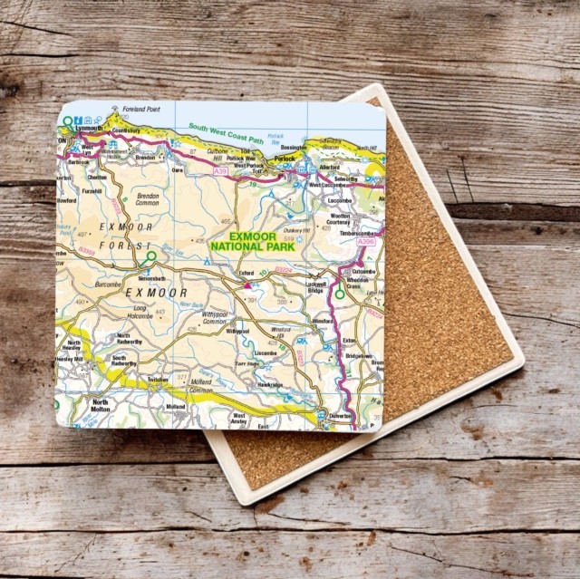 OS Map Ceramic Single Coaster – Exmoor National Park (General merchandise)