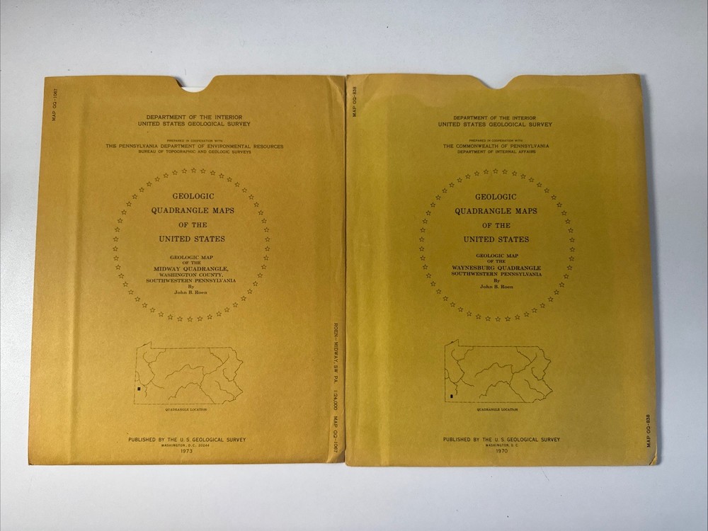 USGS SW PENNSYLVANIA Geologic Quadrangle Maps 2 in Envelopes – Vtg Geology