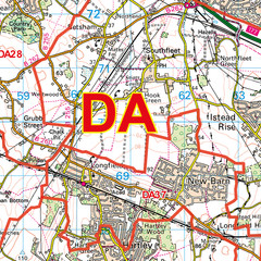 (G48) Map of Dartford DA Postcode Sectors, Poster of Dartford Postcodes