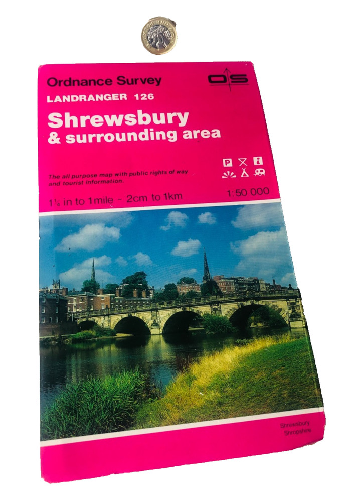 Map Shrewsbury Ordnance Survey Vintage ra