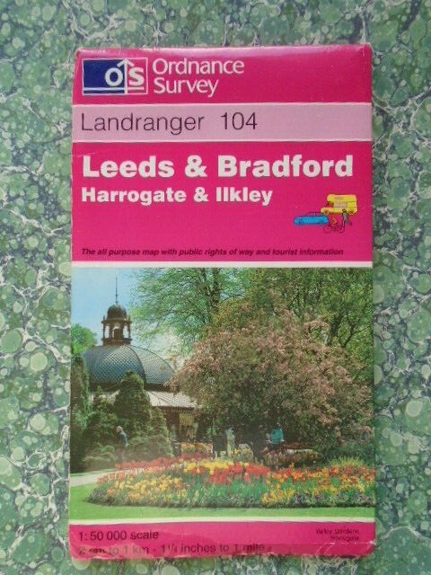 OS Ordnance Survey Landranger Map 104 Leeds Bradford Harrogate 1998 502G