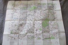 War Office issue Belgium cloth fold-out map, April 1916. Valenciennes 12.
