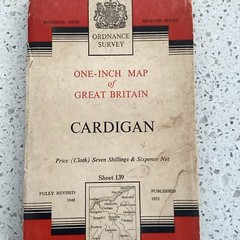 Vintage 1952 Ordnance Survey One Inch Cloth Map Cardigan Good Cond Free Postage
