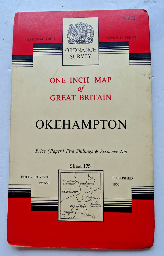 Ordnance Survey Map- Okehampton – One Inch – Seventh Series – Sheet 175 – 1960