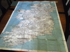 Bacon’s Motoring & Cycling Road Map IRELAND Colour Cloth Fold Out Early 1900’s