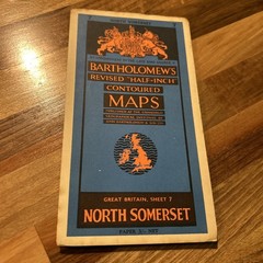 NORTH SOMERSET Bartholomew Revised Contoured Half Inch Map No 7 Paper 1954