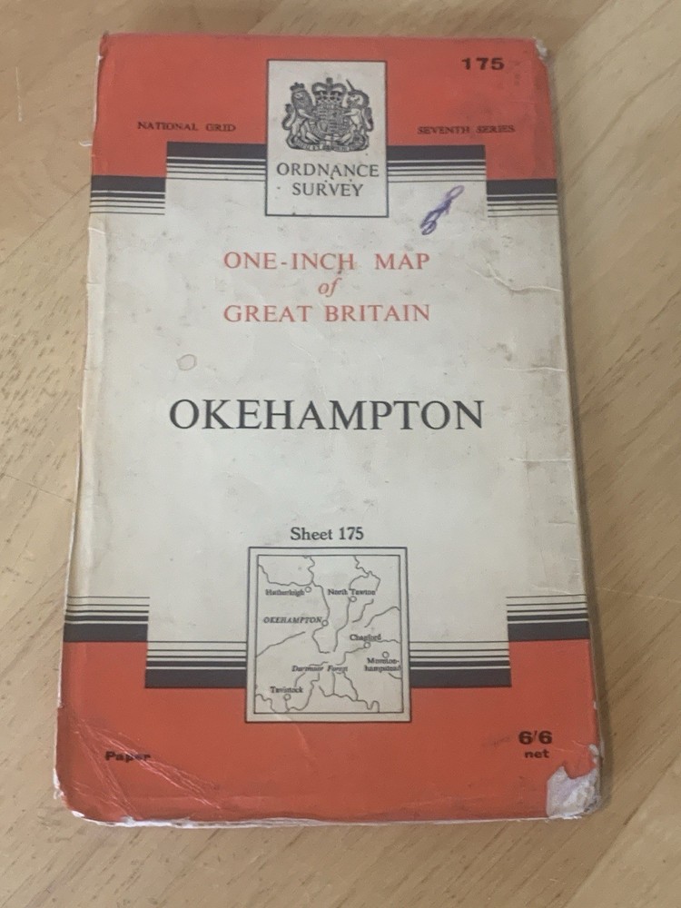 Ordnance Survey Okehampton Sheet 175 One Inch Map 1950s Seventh Series