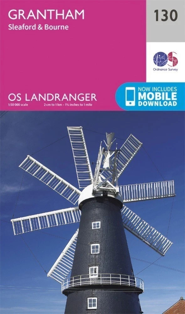 Ordnance Survey Landranger Map 130 Grantham, Sleaford, Bourne. 1:50,000 Map