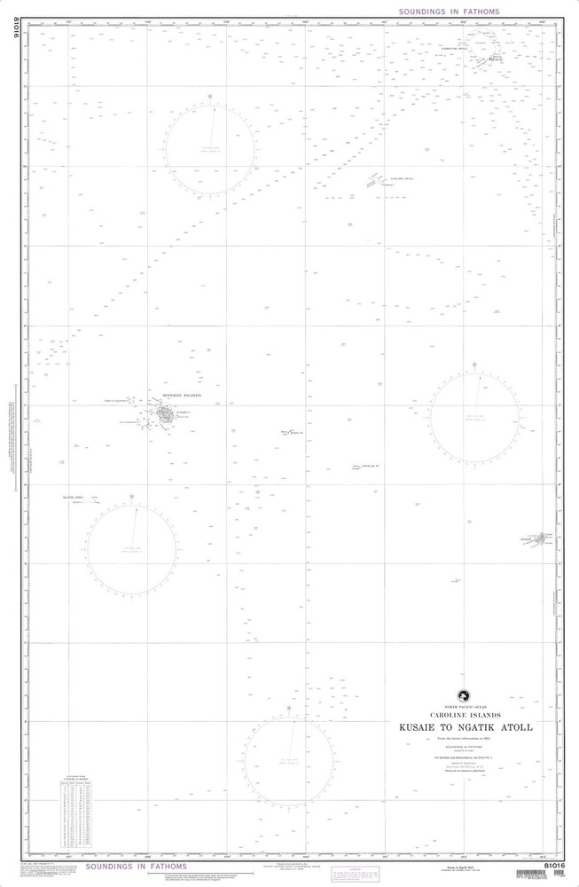 Kusaie Island to Ngatik Atoll (Caroline Islands) | Waterproof NGA Chart 81016