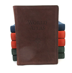 ATLAS The Traveler’s Atlas A Geographic Handbook c1997 Suede Cover 4×6″ ORANGE