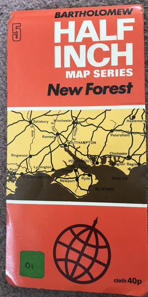 New Forest Bartholomew 1971 Half Inch Cloth Map Series, No:5,