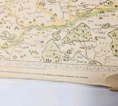 Vtg Reproduced Map of Surrey from John Norden’s Map Engraved William Kip 1610