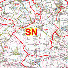 (G54) Map of Swindon SN Postcode Sectors, Poster of Swindon Postcodes