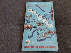 Ontario Canada Vintage Fold Out Paper Map 1968 Travel