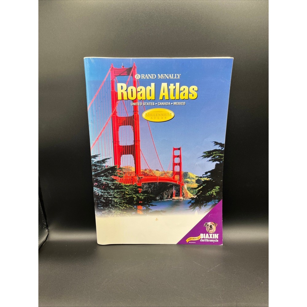 Rand McNally Road Atlas Millennium Edition 1999 Biaxin Pharma Bulldog Promo USA