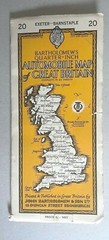 Vintage Bartholomews Quarter Inch Cloth Map, Sheet 20, Exeter-Barnstaple, 1950