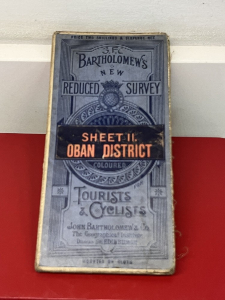 Antique 1924 Bartholomew’s 1/2 Inch to 1 Mile Cloth Map No 11 Oban District