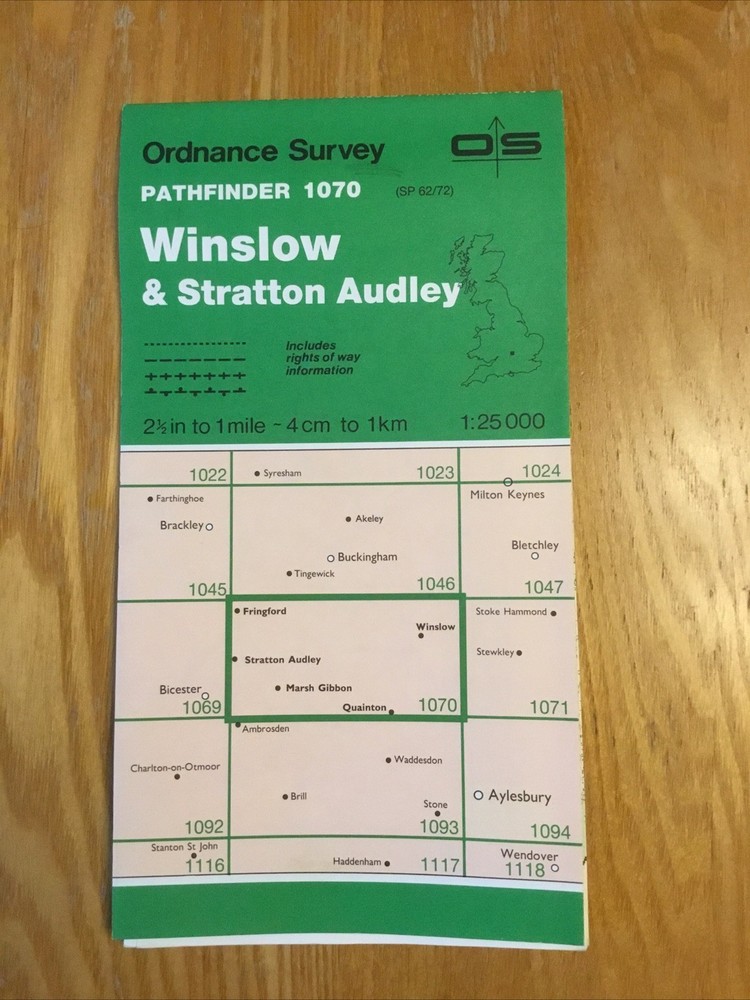 1989 Ordnance Survey Pathfinder Map 1070 SP 62/72 Winslow And Stratton Audley