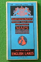 Vintage Bartholomew Half Inch Contoured Cloth Map Sheet 34 – English Lakes