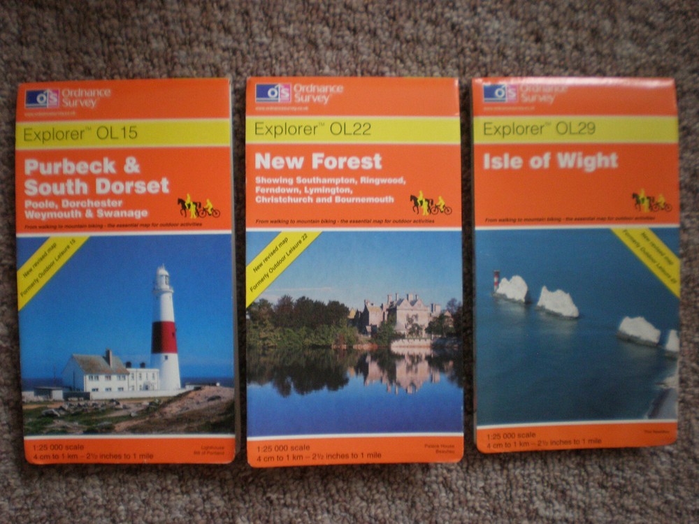 OL 15 22 29 PURBECK NEW FOREST ISLE OF WIGHT EXPLORER ORDNANCE SURVEY MAPS OS