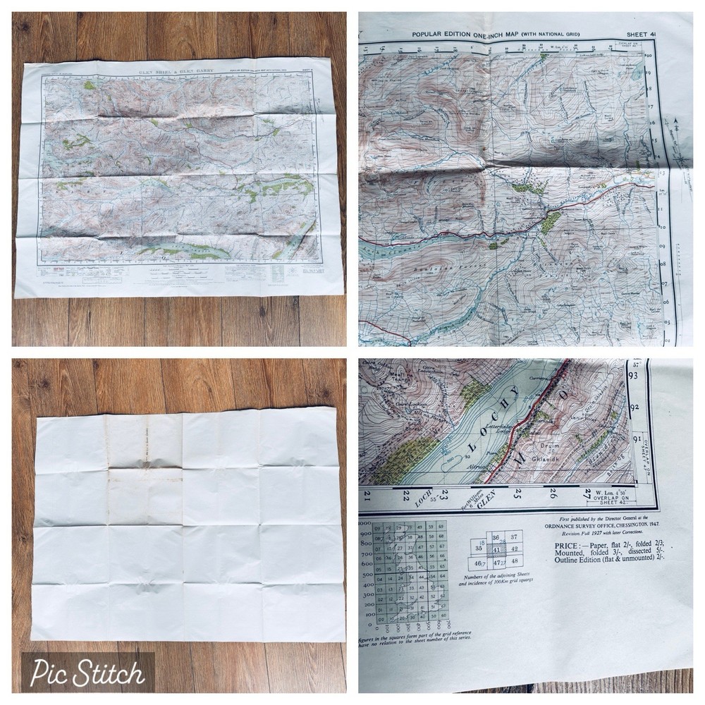 GLEN SHIEL & GLEN GARRY Ordnance Survey One Inch Sheet 41 Popular Edition 1947