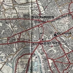 Vintage Ordnance Survey Map of the Country Round London 1921. 30inc L x 39 w inc