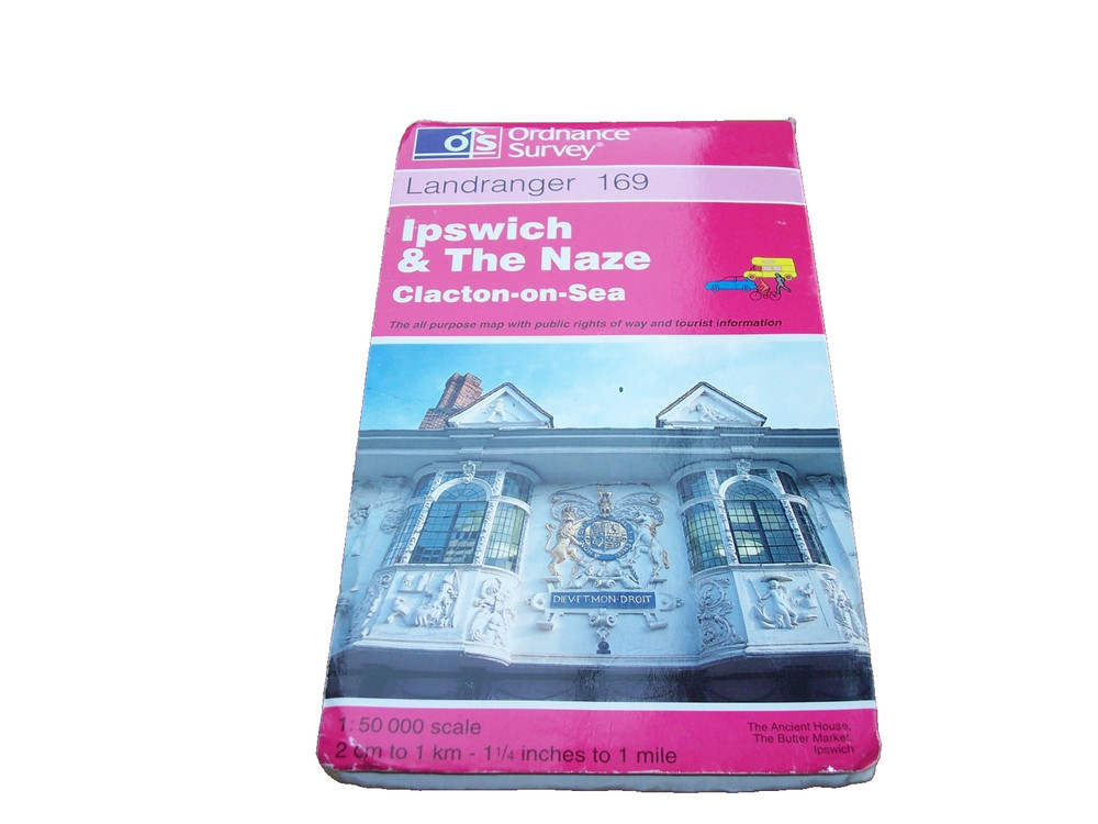 OS Ordnance Survey Landranger Map 169 ‘Ipswich & The Naze ‘ – Fair condition