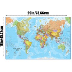 WORLD Map Educational Poster Poster Print Mural Decor 18*29inch/46*73.6cm