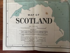 Vintage Bacon’s Motoring Road of Scotland Map Cycling Cloth Backed