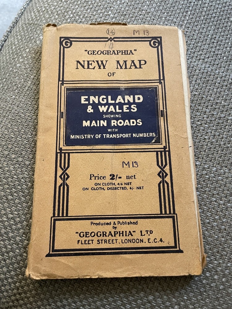 Geographia England and wales main road lovely vinatge map probably 1950’s early
