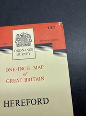 Vintage Ordnance Survey Map 7th series One Inch Cloth Mounted Hereford 1952