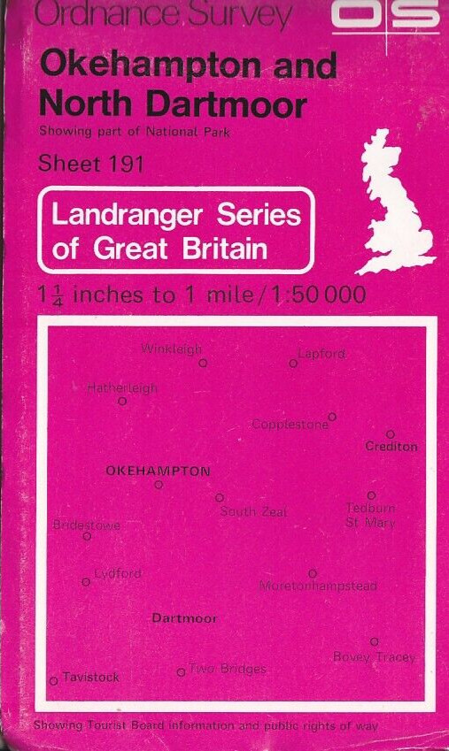 Ordnance Survey Landranger 1:50,000 Map Sheet 191 Okehampton and North Dartmoor