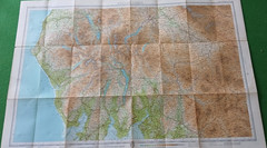 Vintage Bartholomew Half Inch Contoured Cloth Map Sheet 34 – English Lakes