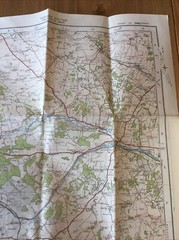1919 Ordnance Survey One Inch Contoured Road Cloth Map 112 Marlborough & Devizes