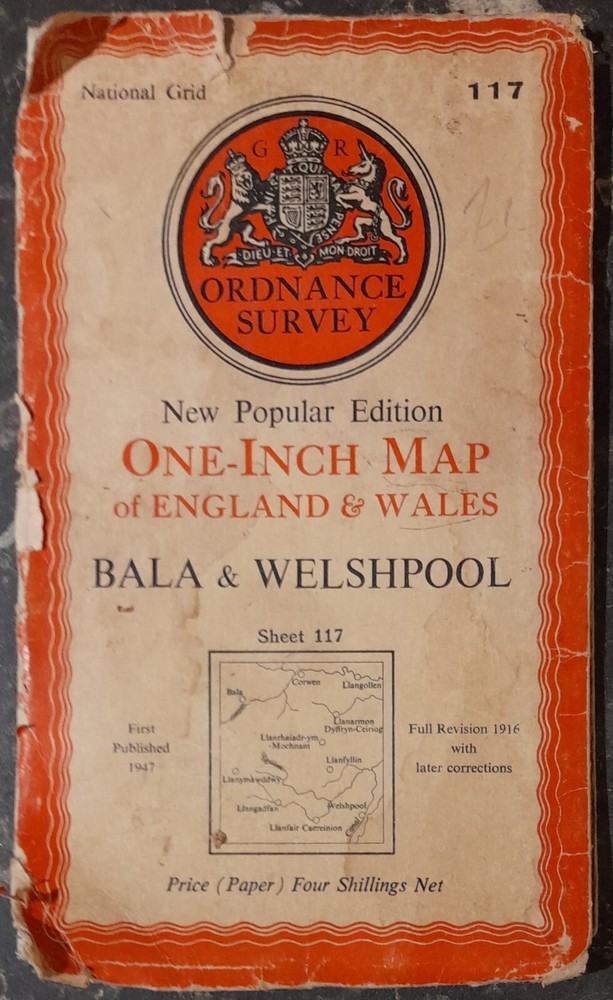 Ordnance Survey 1 In Map of Bala & Welshpool – Sheet 117 – Paper – 1947