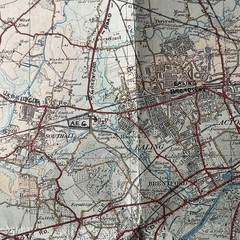 Vintage Ordnance Survey Map of the Country Round London 1921. 30inc L x 39 w inc