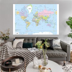 World Map Atlas Geography Political Poster Print Sizes A1 A2