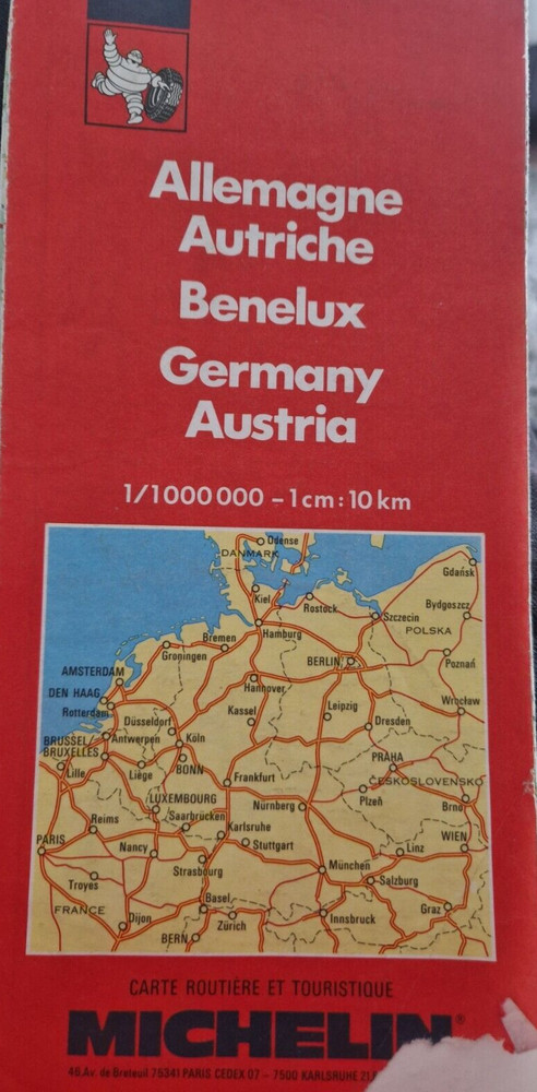 Michelin Vintage Map 987 Germany Benelux-Autriche 1991 ebay uk