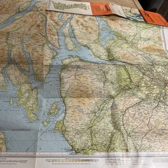 FIRTH OF CLYDE – CLOTH Bartholomew Half Inch Map Sheet 44 1966 Bute Arran