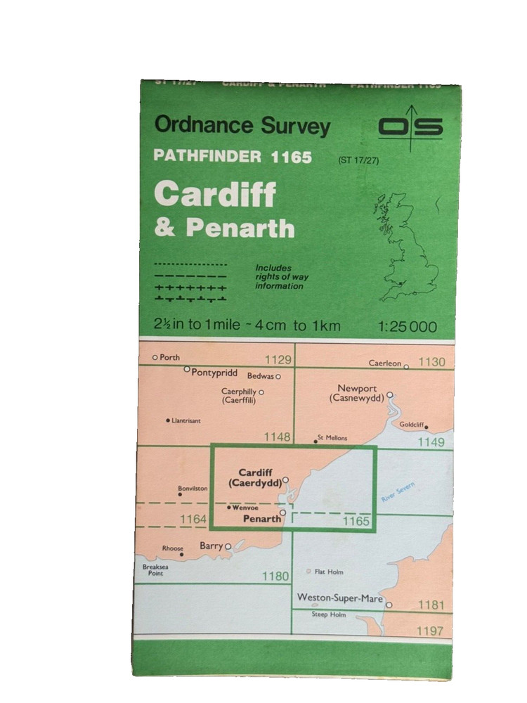OS Ordnance Survey, Pathfinder Map, Sheet 1165 Cardiff & Penarth