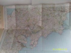 Ordnance Survey One-Inch Map on Cloth. Sheet 190. TRURO and FALMOUTH. VG.
