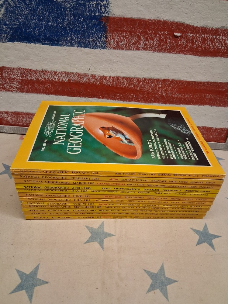 1983 National Geographic Magazine Full Year ~ 12 Issues ~ Good Condition