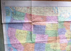 American Map Corp – Colorprint political map of US with highways 50″ x 38″ c1980