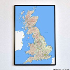 UK Road Map GREAT BRITAIN ENGLAND WALES SCOTLAND Poster Wall Art 12×18 – 24×36