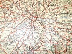 Geographia Large Scale (Road Map of London to the Coast) Fold Up ,Old …B292