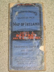 Bartholomews 1931 1/4″ Map of Ireland – sheet 2 Belfast & N Counties; diss cloth