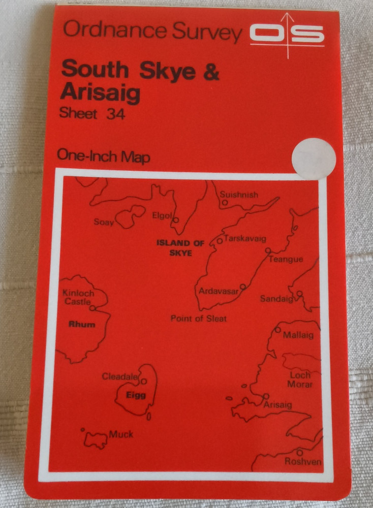 OS Ordnance Survey, S.Skye Arisaig, Mallaig, Scotland 1″ Map sheet 34, 1970