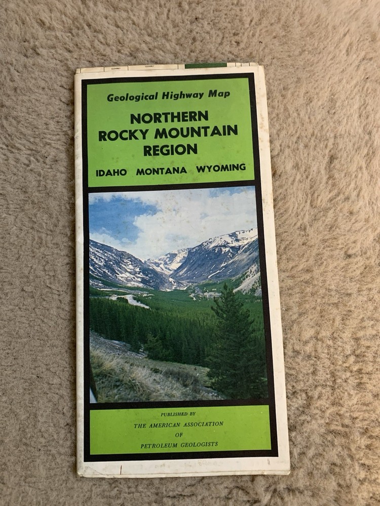 Geological Highway Map Northern Rocky Mountain Region AAPG Rare Folding Map VGC