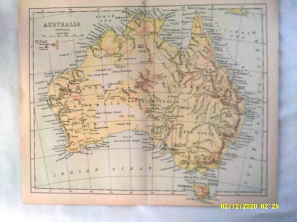 Antique Map. AUSTRALIA (Physical). c1900. VG.